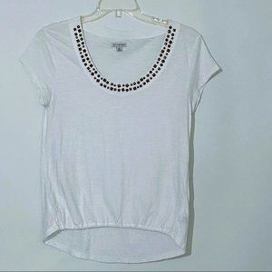 American Eagle Outfitters womens short sleeve top white with metal jewels Size M